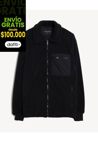Chaqueta Afelpada Con Bolsillos  Para Hombre Negro Seven Seven Seven Seven