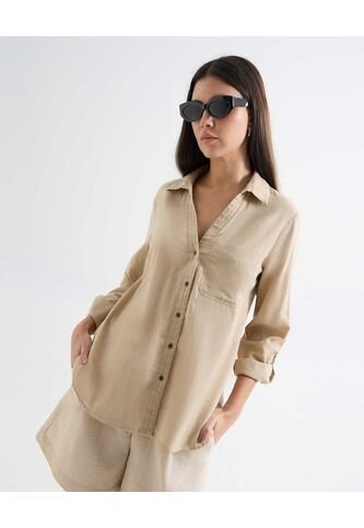 Blusa Para Mujer Manga Larga Color Beige Marca Seven Seven #28124018 Seven Seven