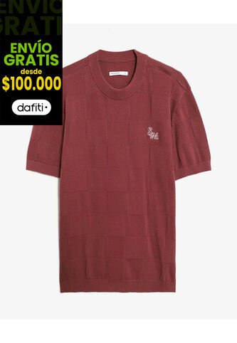 Camiseta Tejida Texturizada  Para Hombre Vino Seven Seven Seven Seven