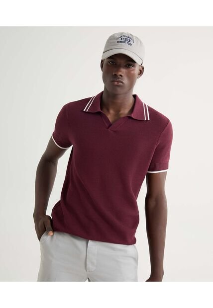 Polo Para Hombre Cuello Tejido  Color Vino Marca Seven Seven #45110874