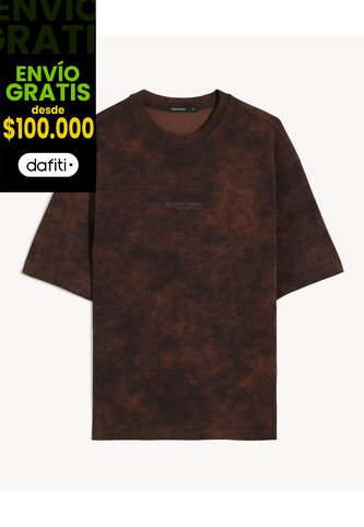 Camiseta Oversize De Efecto Lavado  Para Hombre Vino Seven Seven Seven Seven