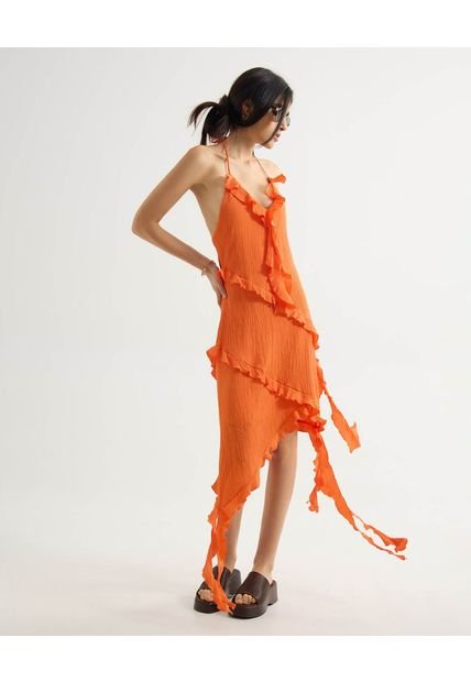 Vestido Para Mujer M/Sisa Medio Color Naranja Marca Seven Seven #28171402