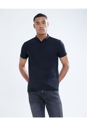 Polo Para Hombre Cuello Mao  Color Negro Marca Seven Seven #45110792