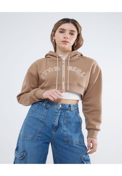 Buzo Para Mujer Zipper Color Cafe  Marca Seven Seven #28060438
