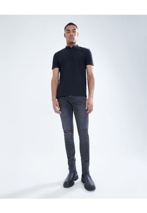 Polo Para Hombre Cuello Mao  Color Negro Marca Seven Seven #45110792