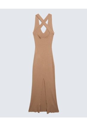Vestido Para Mujer Manga Sisa Color Camel Marca Seven Seven #28171317