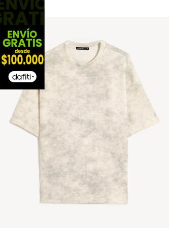 Camiseta Oversize De Efecto Lavado  Para Hombre Beige Seven Seven Seven Seven