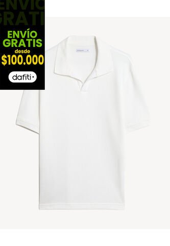 Camisa Polo Regular Fit Texturizada  Para Hombre Blanco Seven Seven Seven Seven