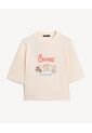 Camiseta Oversize Sweet Print  Para Mujer Beige Seven Seven de Seven Seven