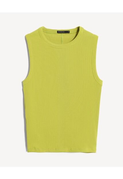Camiseta Ajustada En Rib  Para Mujer Amarillo Seven Seven