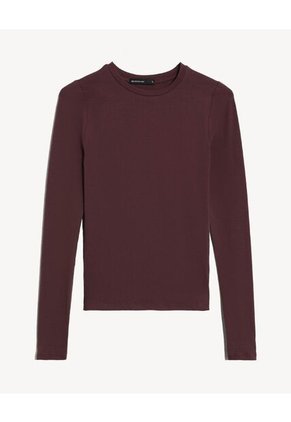 Camiseta Manga Larga Básica Para Mujer Café Seven Seven