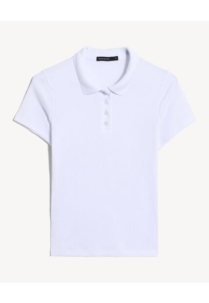 Polo Basica Textura Sutil  Para Mujer Marfil Seven Seven