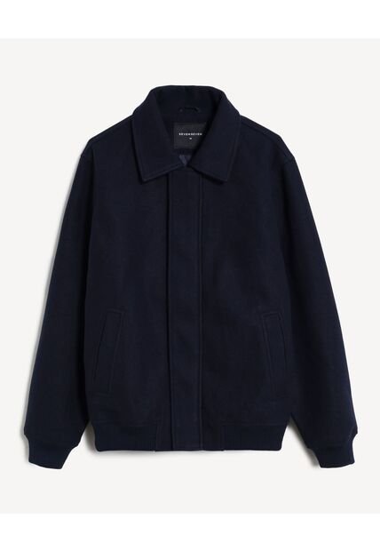 Chaqueta Bomber En Paño  Para Hombre Azul Seven Seven