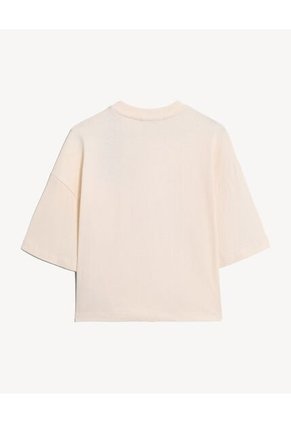 Camiseta Oversize Sweet Print  Para Mujer Beige Seven Seven