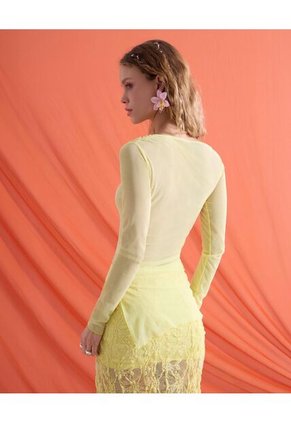 Camiseta Para Mujer Manga Larga Moda Color Amarillo Marca Seven Seven #28098282