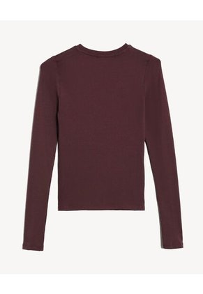 Camiseta Manga Larga Básica Para Mujer Café Seven Seven
