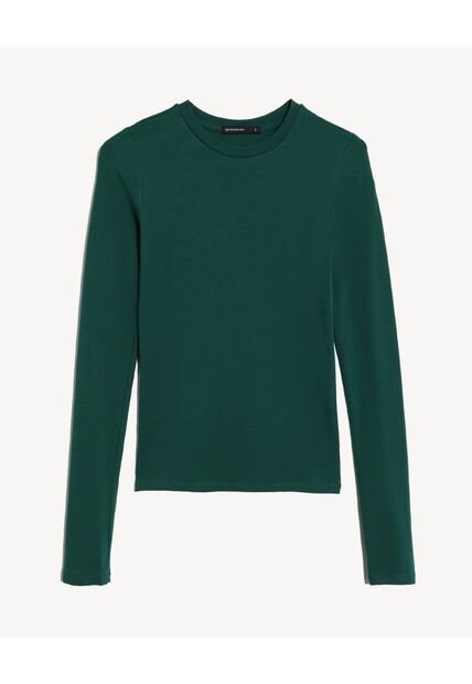 Camiseta Manga Larga Básica  Para Mujer Verde Seven Seven
