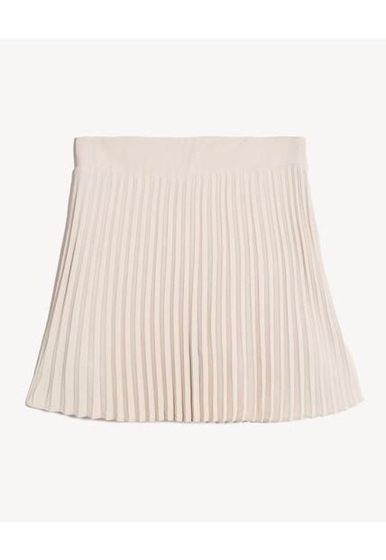 Falda Short Plisada  Para Mujer Beige Seven Seven