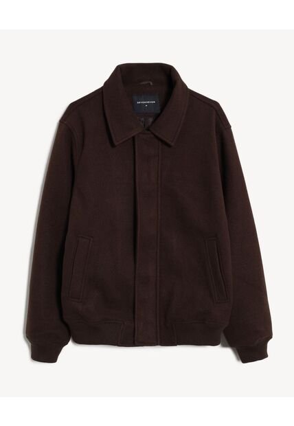 Chaqueta Bomber En Paño  Para Hombre Café Seven Seven