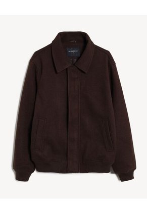 Chaqueta Bomber En Paño Para Hombre Café Seven Seven