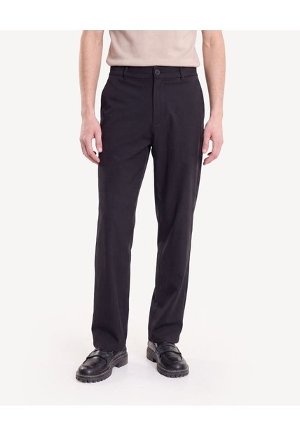 Pantalón Piqué Recto  Para Hombre Negro Seven Seven