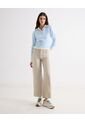 Pantalón Amplio Tiro Alto  Para Mujer Beige Seven Seven de Seven Seven