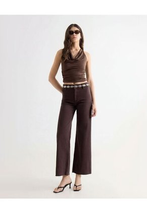 Jean Wide Leg Tono Café Para Mujer Café Seven Seven