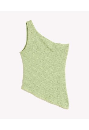 Camiseta Asimétrica Texturizada  Para Mujer Verde Seven Seven