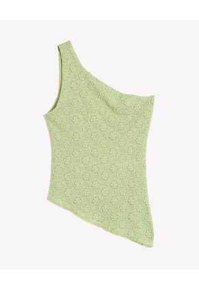 Camiseta Asimétrica Texturizada  Para Mujer Verde Seven Seven