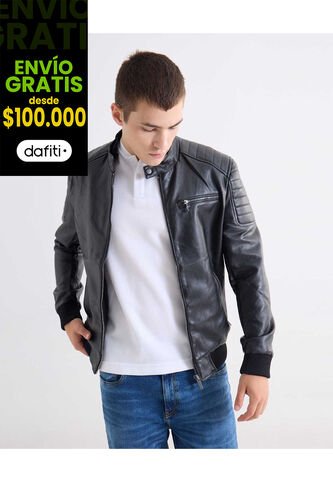 Chaqueta Biker En Pu  Para Hombre Negro Seven Seven Seven Seven