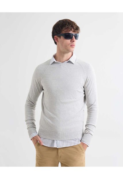 Saco Para Hombre Cuello Redondo Color Gris Claro Marca Seven Seven #45330242