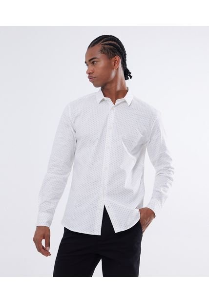 Camisa Para Hombre Manga Larga  Color Crema Marca Seven Seven #45012062