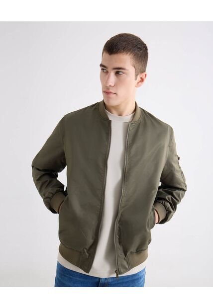 Chaqueta Bomber Basica  Para Hombre Verde Seven Seven