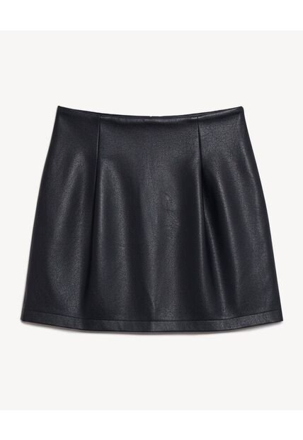 Falda Corta Lisa De Corte Recto  Para Mujer Negro Seven Seven
