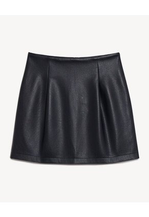 Falda Corta Lisa De Corte Recto Para Mujer Negro Seven Seven
