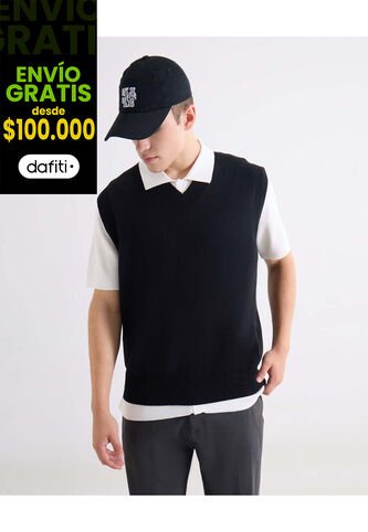 Chaleco Tejido En Punto Suave  Para Hombre Negro Seven Seven Seven Seven
