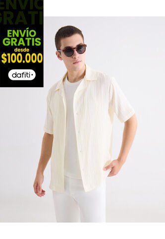 Camisa Relaxed Texturizada  Para Hombre Marfil Seven Seven Seven Seven
