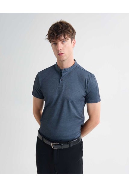 Polo Para Hombre Cuello Mao  Color Gris Oscuro Marca Seven Seven #45110884