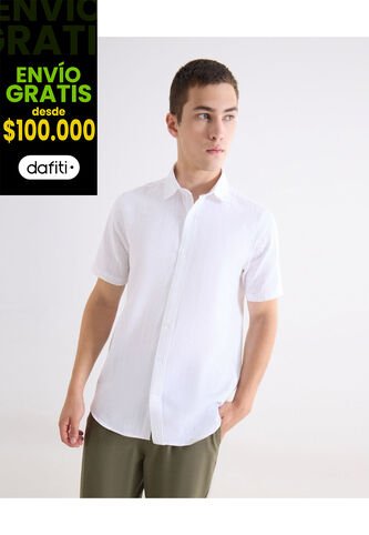 Camisa Regular Texturizada  Para Hombre Blanco Seven Seven Seven Seven