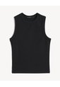 Camiseta Larga En Rib  Para Mujer Negro Seven Seven de Seven Seven