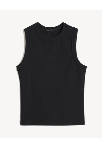 Camiseta Larga En Rib  Para Mujer Negro Seven Seven Seven Seven