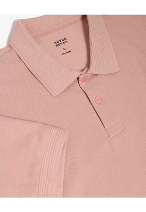 Polo Con Cuello Acanalado  Para Hombre Rosado Seven Seven