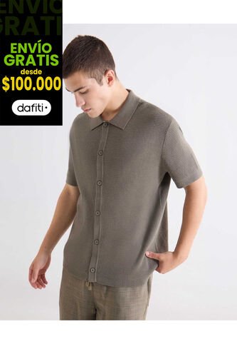 Camisa Tejida En Tricot  Para Hombre Verde Seven Seven Seven Seven