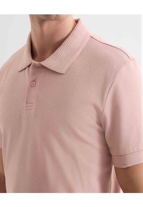 Polo Con Cuello Acanalado  Para Hombre Rosado Seven Seven