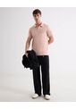 Polo Con Cuello Acanalado  Para Hombre Rosado Seven Seven de Seven Seven