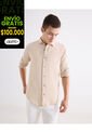 Camisa Regular Rustica  Para Hombre Beige Seven Seven de Seven Seven