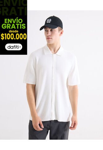 Camisa Tejida En Tricot  Para Hombre Blanco Seven Seven Seven Seven