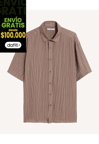 Camisa Relaxed Ligera  Para Hombre Café Seven Seven Seven Seven
