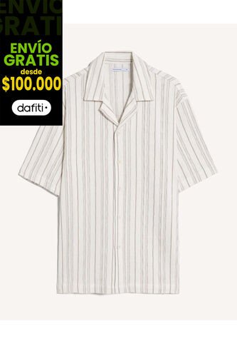 Camisa Oversize Texturizada  Para Hombre Beige Seven Seven Seven Seven