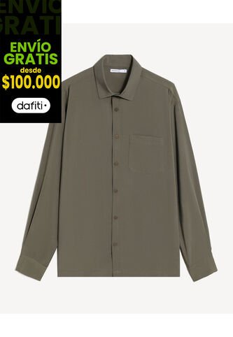 Camisa Relaxed Manga Larga  Para Hombre Verde Seven Seven Seven Seven